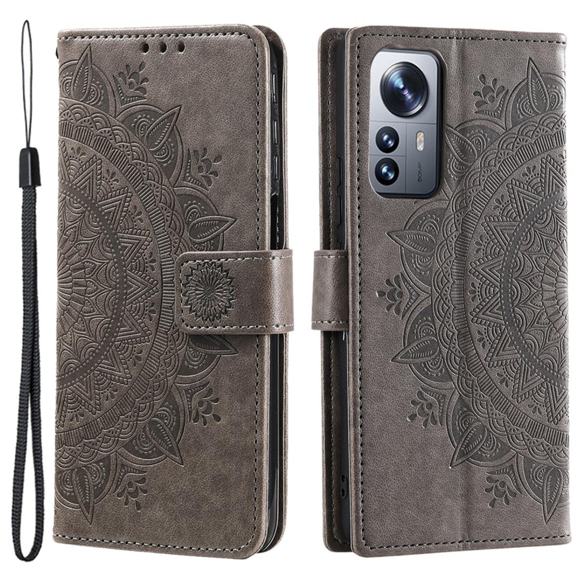 Hülle für Xiaomi 12 Pro Handyhülle Flip Case Cover Tasche Etui Mandala Grau