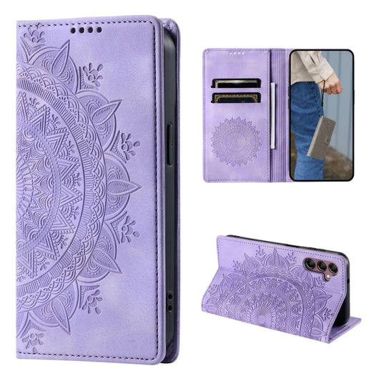 Hülle für Samsung Galaxy A15 Handyhülle Flip Case Cover Tasche Mandala Lila