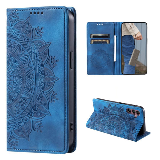 Hülle für Samsung Galaxy A15 Handyhülle Flip Case Cover Tasche Mandala Blau