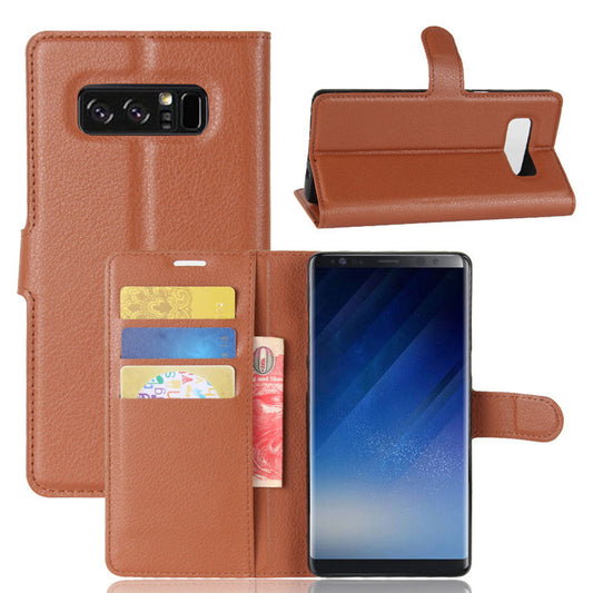 Hülle für Samsung Galaxy Note 8 Handyhülle Flip Case Schutzhülle Cover Braun