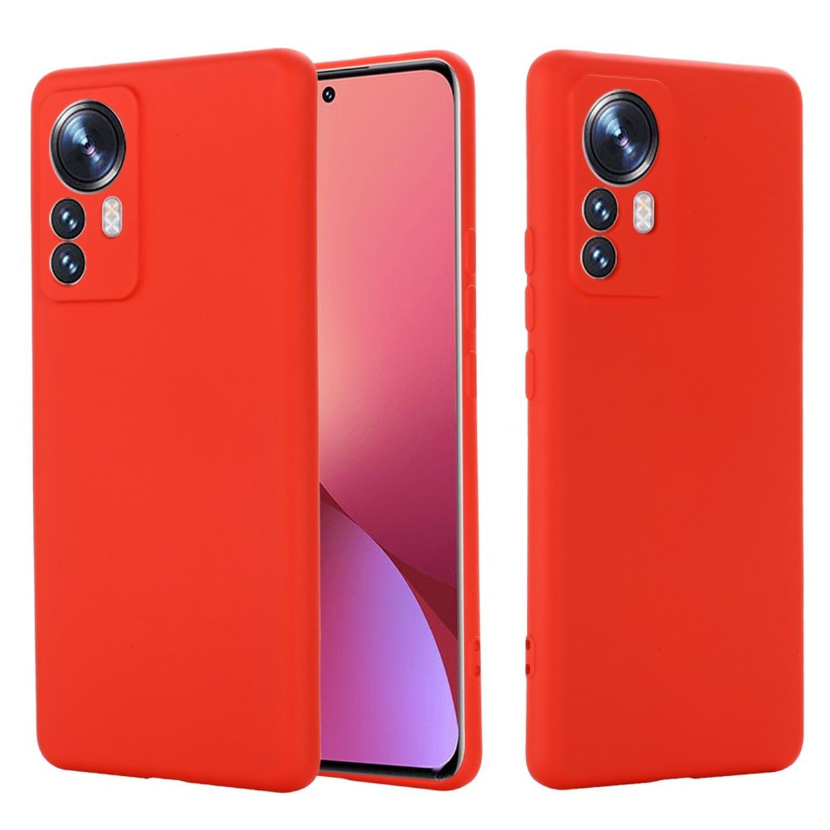 Hülle für Xiaomi 12 Pro Handy Case Silikon Cover Bumper Schutzhülle Matt Rot