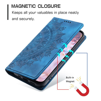 Hülle für Samsung Galaxy A15 Handyhülle Flip Case Cover Tasche Mandala Blau