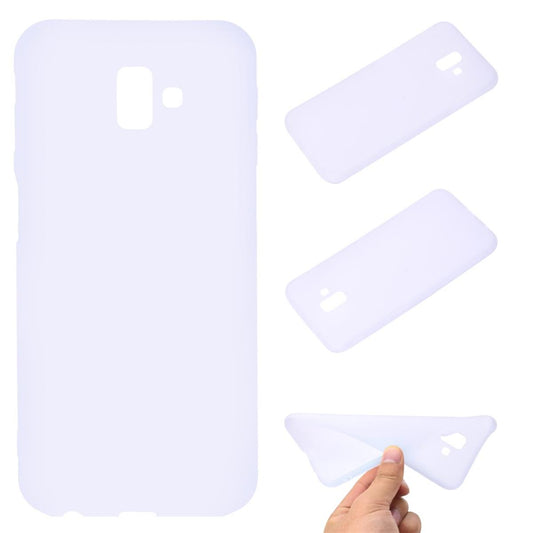 Hülle für Samsung Galaxy J6+ Handy Cover Silikon Case Bumper Tasche Matt Weiß