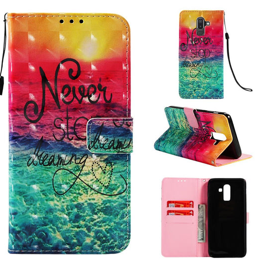 Hülle für Samsung Galaxy J8 2018 Handyhülle Flip Case Motiv Etui Never Stop