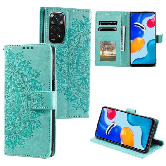 Hülle für Xiaomi Redmi Note 11/11S 4G/Poco M4 Pro Handy Flip Case Mandala Grün