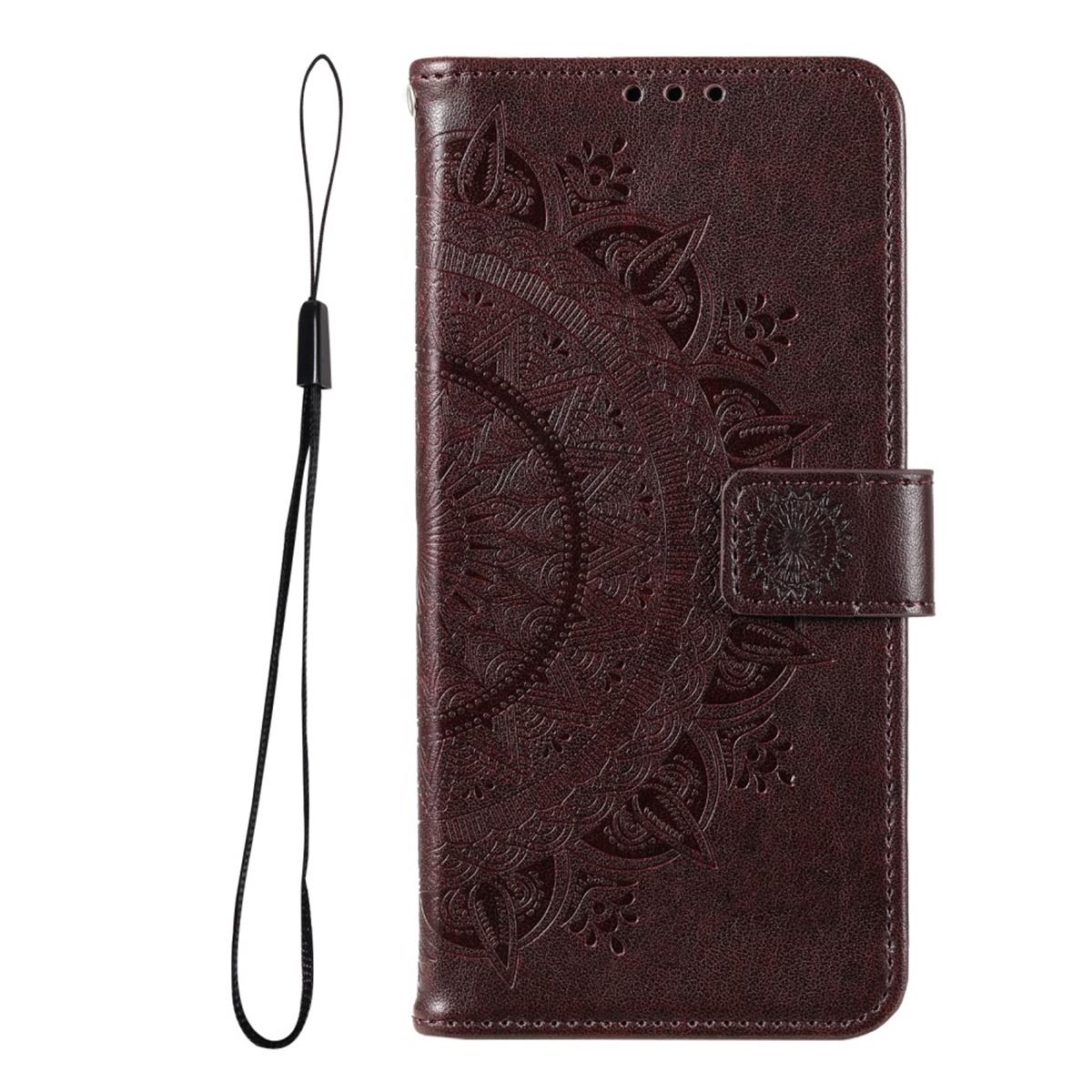 Hülle für Google Pixel 6 Handyhülle Tasche Flip Case Cover Etui Mandala Braun