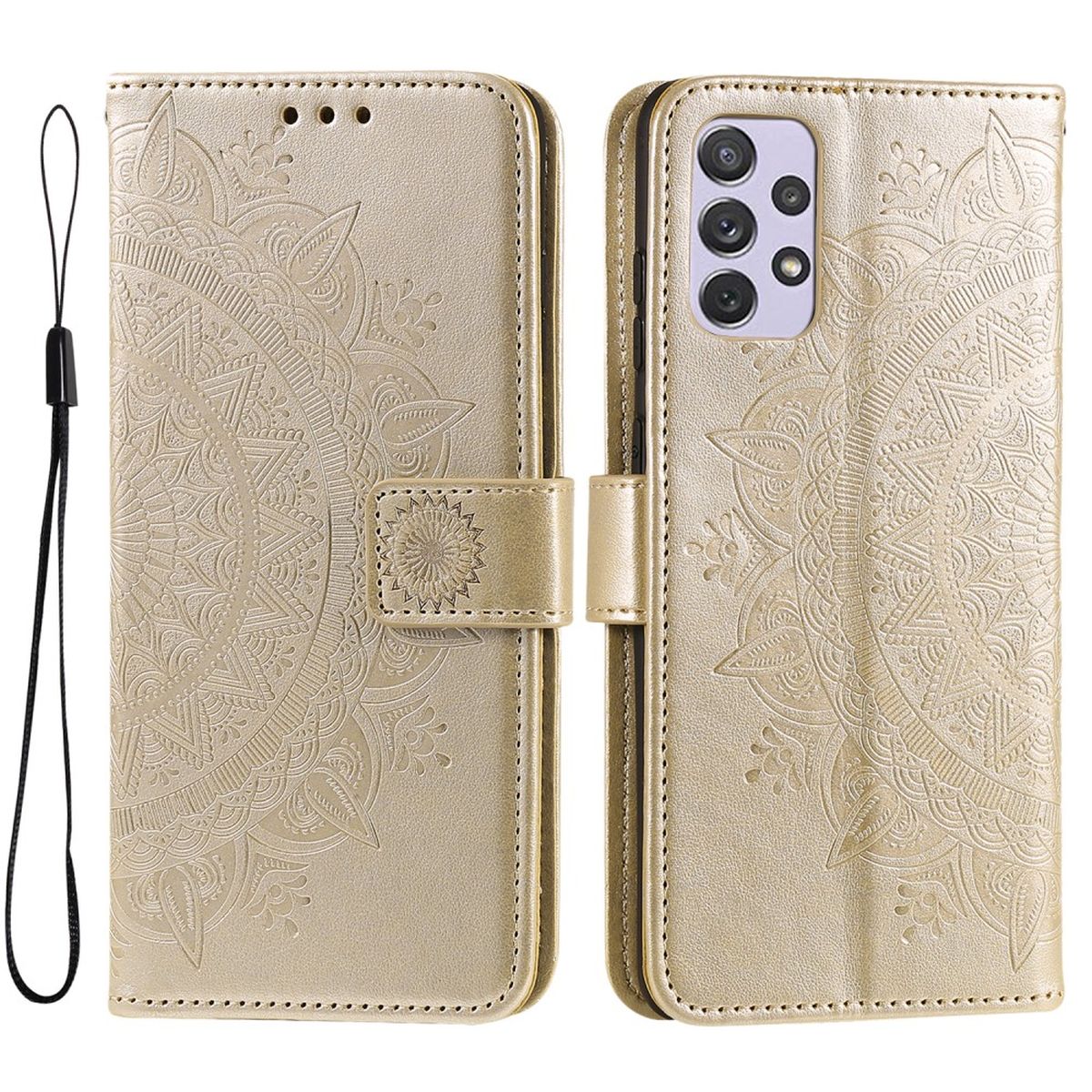 Hülle für Samsung Galaxy A73 5G Handyhülle Flip Case Cover Tasche Mandala Gold