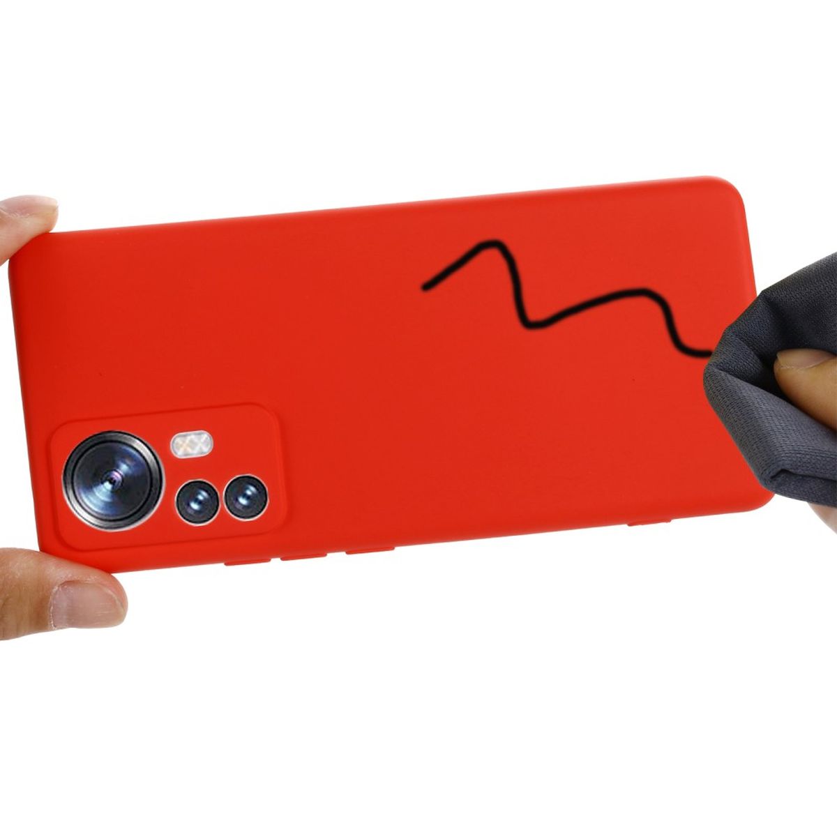 Hülle für Xiaomi 12 Pro Handy Case Silikon Cover Bumper Schutzhülle Matt Rot