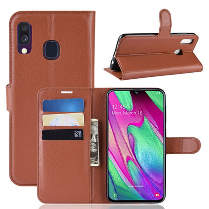 Hülle für Samsung Galaxy A40 Handyhülle Flip Case Schutzhülle Cover Etui Braun