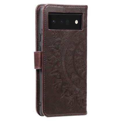 Hülle für Google Pixel 6 Pro Handyhülle Tasche Flip Case Cover Mandala Braun