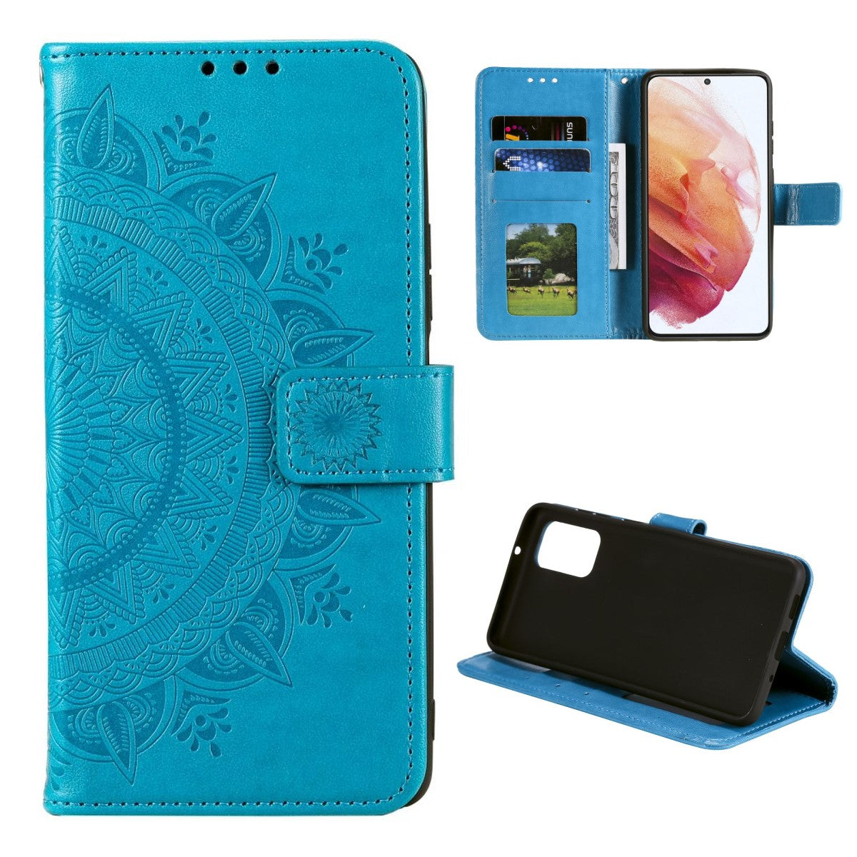 Hülle für Samsung Galaxy A73 5G Handyhülle Flip Case Cover Tasche Mandala Blau