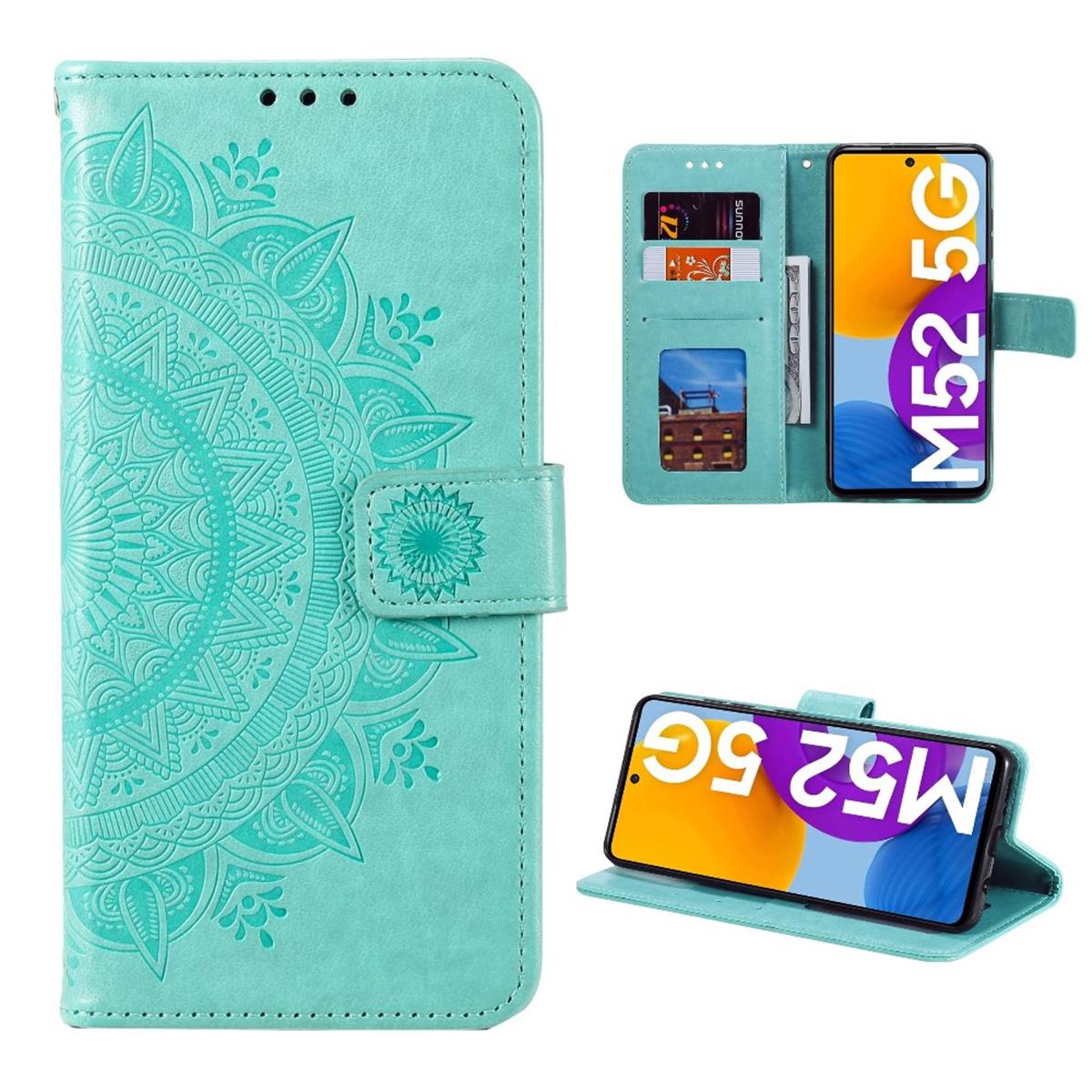 Hülle für Samsung Galaxy M52 5G Handyhülle Flip Case Cover Etui Mandala Grün