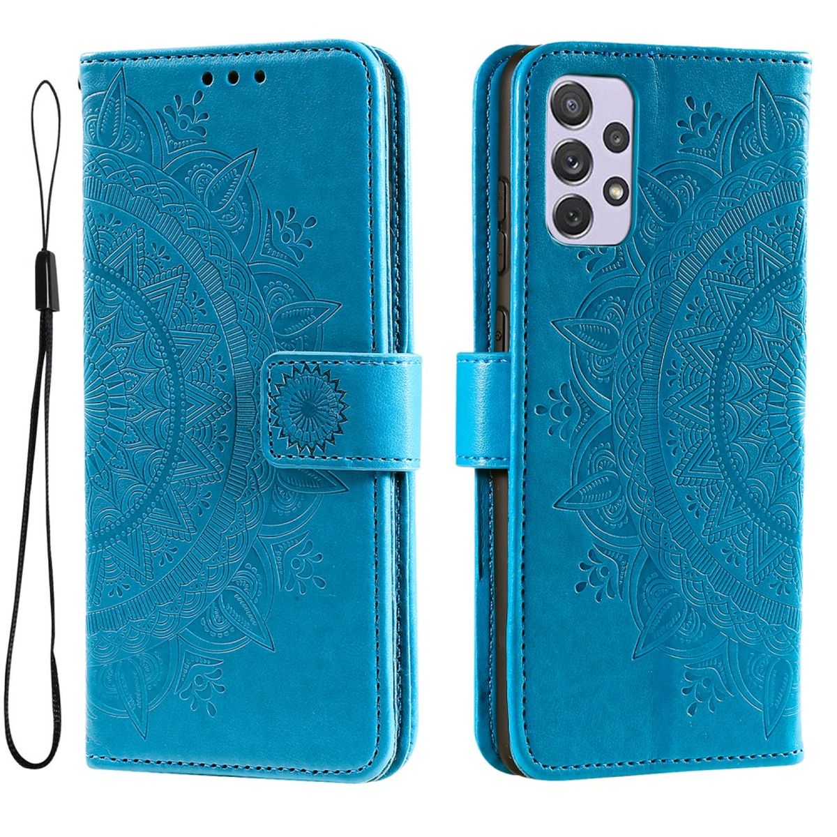 Hülle für Samsung Galaxy A73 5G Handyhülle Flip Case Cover Tasche Mandala Blau
