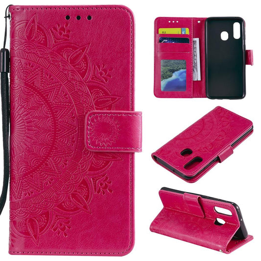 Hülle für Samsung Galaxy A40 Handyhülle Schutz Tasche Flip Case Etui Cover Mandala Pink