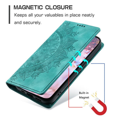 Hülle für Samsung Galaxy A15 Handyhülle Flip Case Cover Tasche Mandala Grün