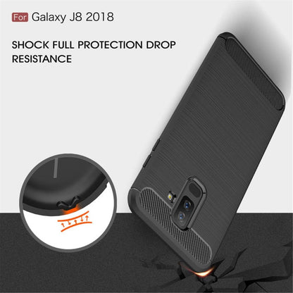 Hülle für Samsung Galaxy J8 2018 Handyhülle Silikon Case Cover Carbonfarben