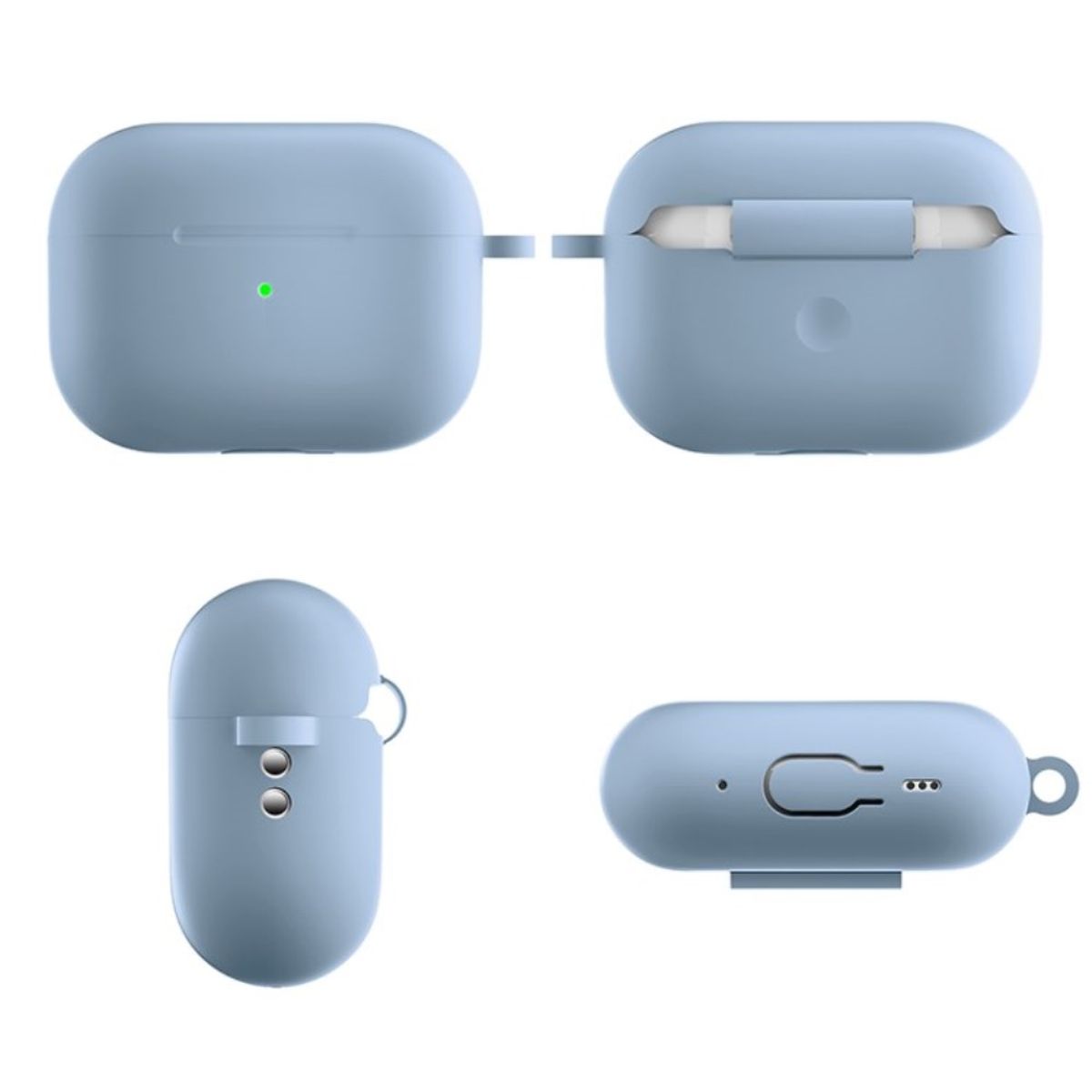 Hülle für Apple AirPods Pro 2 Silikon Case Cover Bumper Schutzhülle Babyblau