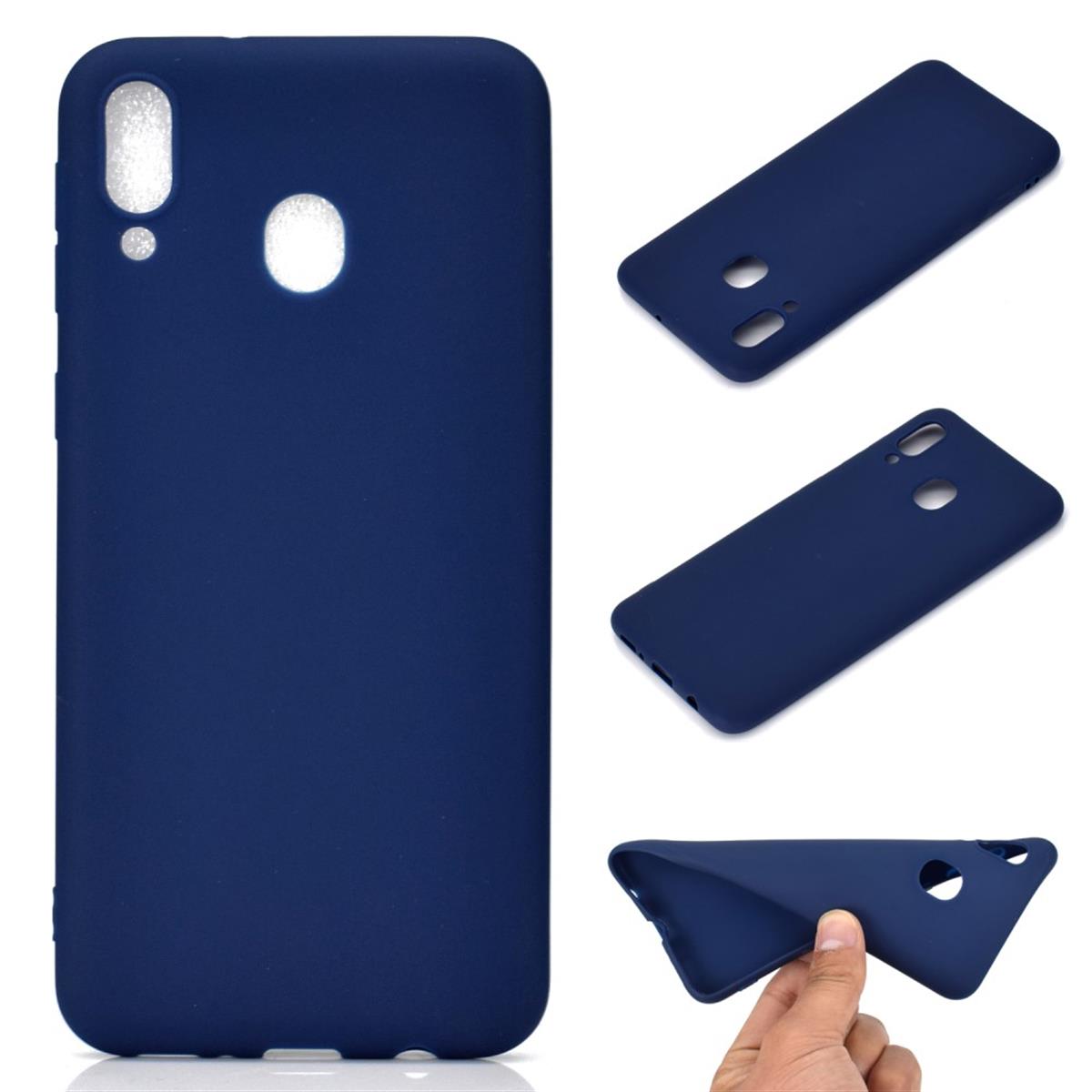 Hülle für Samsung Galaxy A40 Handyhülle Silikon Cover Schutzhülle matt Blau