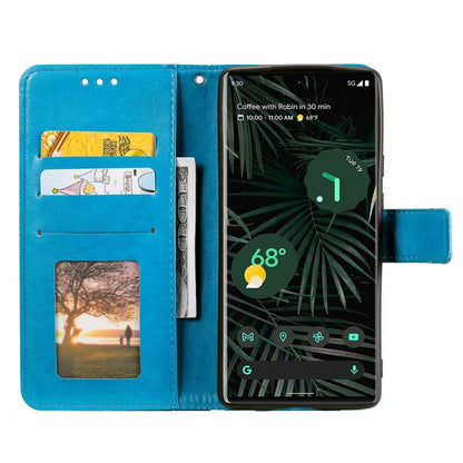 Hülle für Google Pixel 6 Pro Handyhülle Tasche Flip Case Cover Etui Mandala Blau