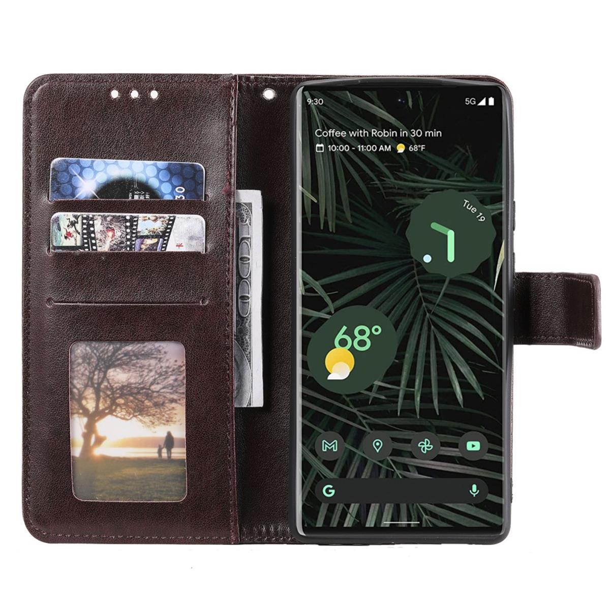 Hülle für Google Pixel 6 Pro Handyhülle Tasche Flip Case Cover Mandala Braun