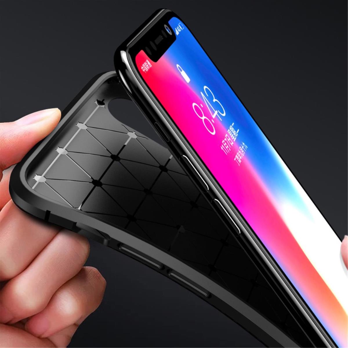 Hülle für Apple iPhone Xs Max Handyhülle Cover Silikon Case Bumper Carbonfarben