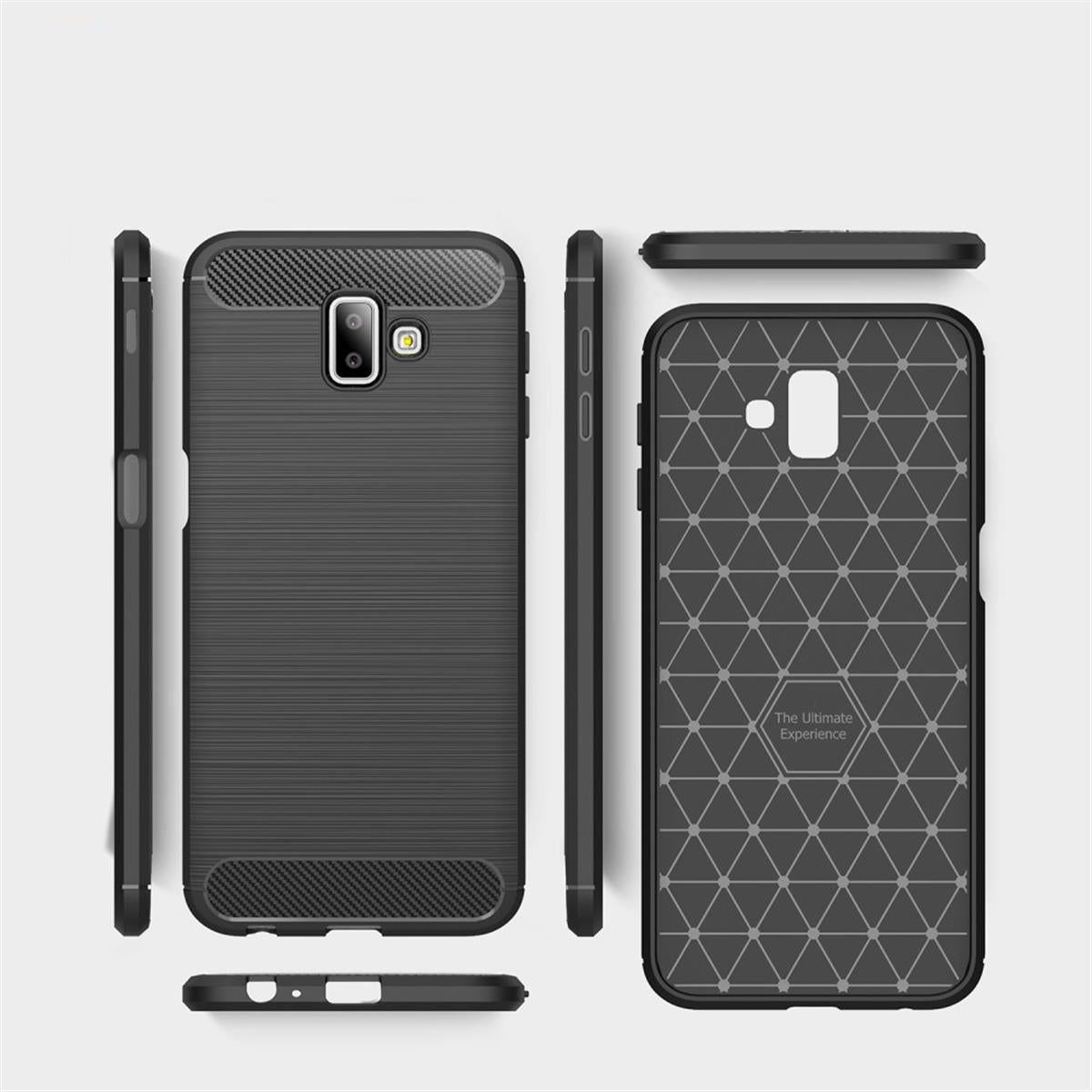 Hülle für Samsung Galaxy J6+ (Plus) Handyhülle SSilikon Case Cover Carbon farben