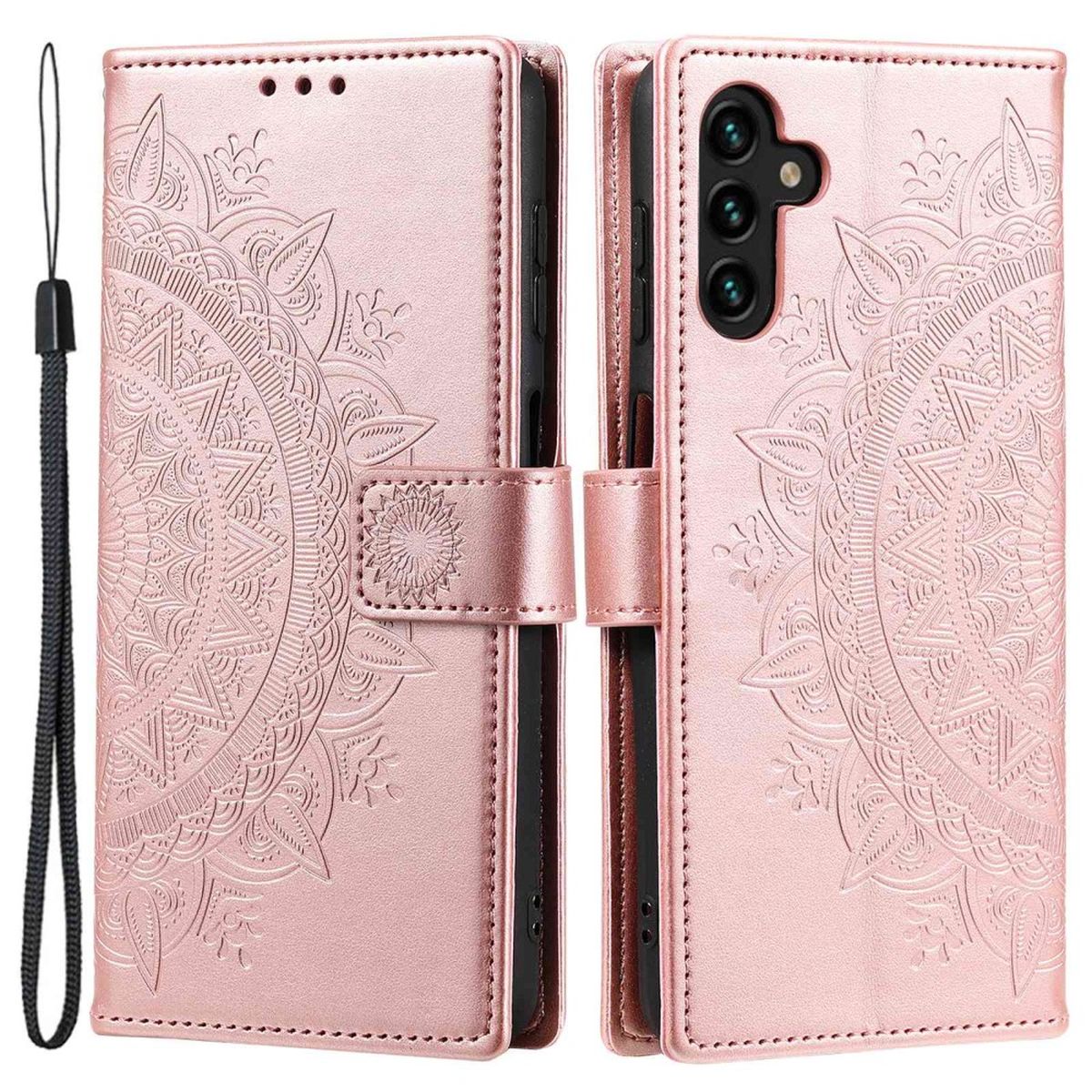 Hülle für Samsung Galaxy A54 5G Handyhülle Flip Case Cover Etui Mandala Rosegold