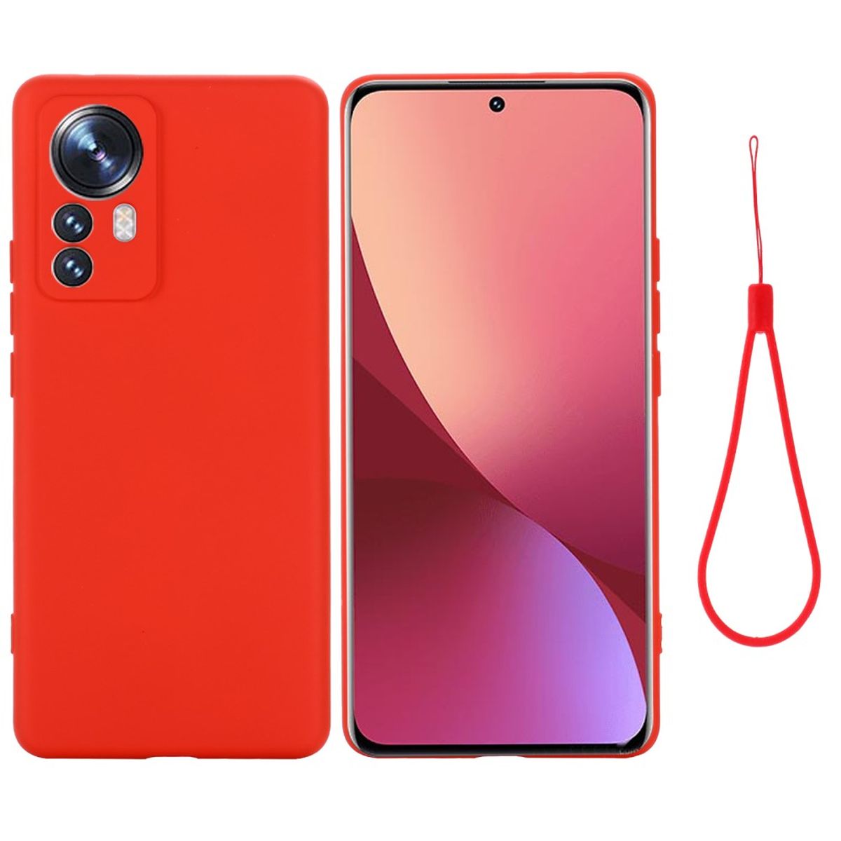 Hülle für Xiaomi 12 Pro Handy Case Silikon Cover Bumper Schutzhülle Matt Rot