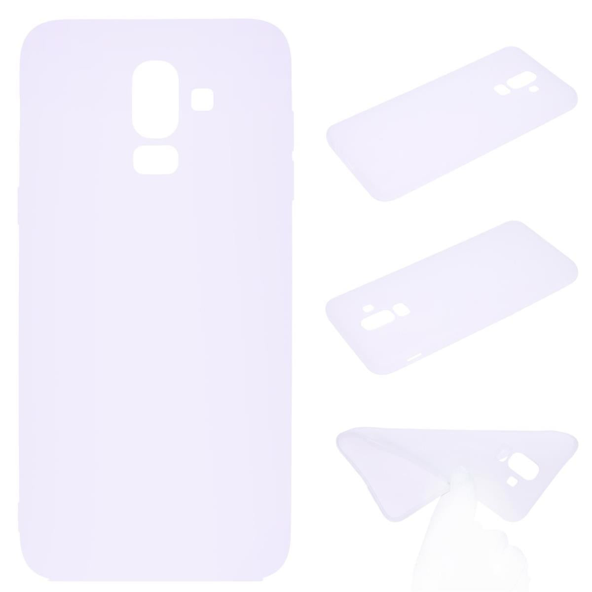 Hülle für Samsung Galaxy J8 2018 Silikon Case Handy Cover Schutzhülle Matt Weiß