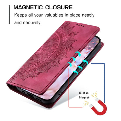 Hülle für Samsung Galaxy A15 Handyhülle Flip Case Cover Tasche Mandala Rot