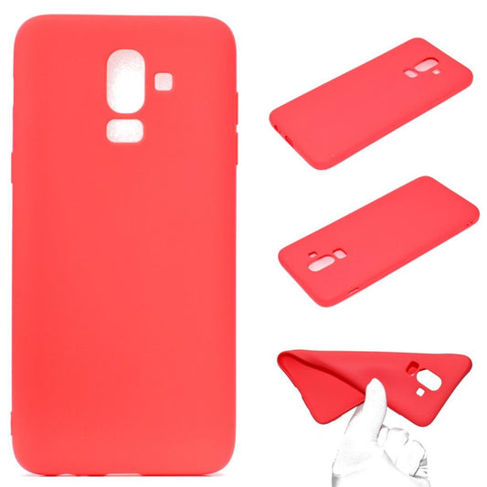 Hülle für Samsung Galaxy J8 2018 Silikon Case Handy Cover Schutzhülle Matt Rot