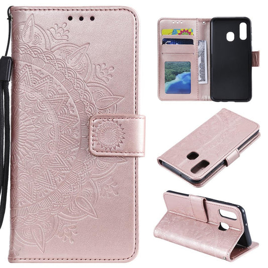 Hülle für Samsung Galaxy A40 Handyhülle Schutz Tasche Flip Case Cover Mandala Rosegold