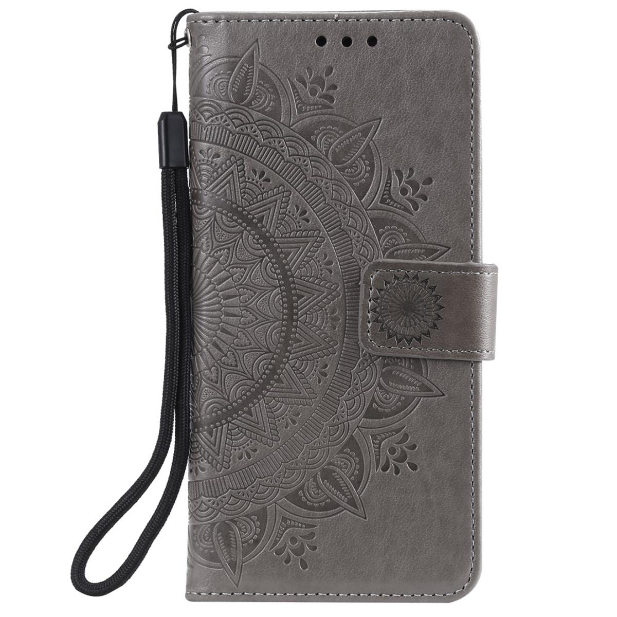 Hülle für Samsung Galaxy A71 Handyhülle Flip Case Schutzhülle Etui Mandala Grau