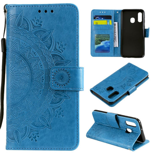 Hülle für Samsung Galaxy A40 Handyhülle Schutz Tasche Flip Case Etui Cover Mandala Blau