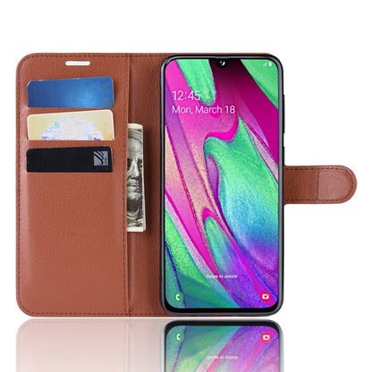 Hülle für Samsung Galaxy A40 Handyhülle Flip Case Schutzhülle Cover Etui Braun