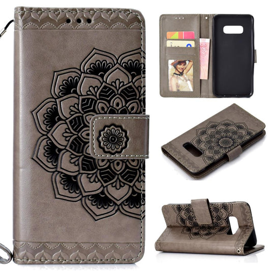 Hülle für Samsung Galaxy S10e Handyhülle Flip Case Cover Mandala (schwarz) Grau