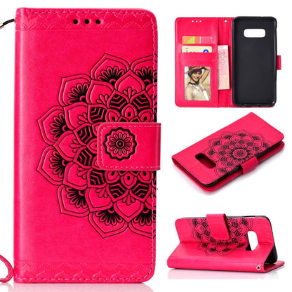 Hülle für Samsung Galaxy S10e Handyhülle Flip Case Cover Mandala (schwarz) Rot