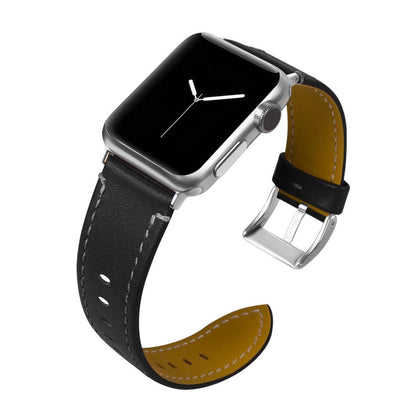 Leder Armband für Apple Watch 49/45/44/42mm Retro Serie Ultra/8/7/6/SE/5 Schwarz