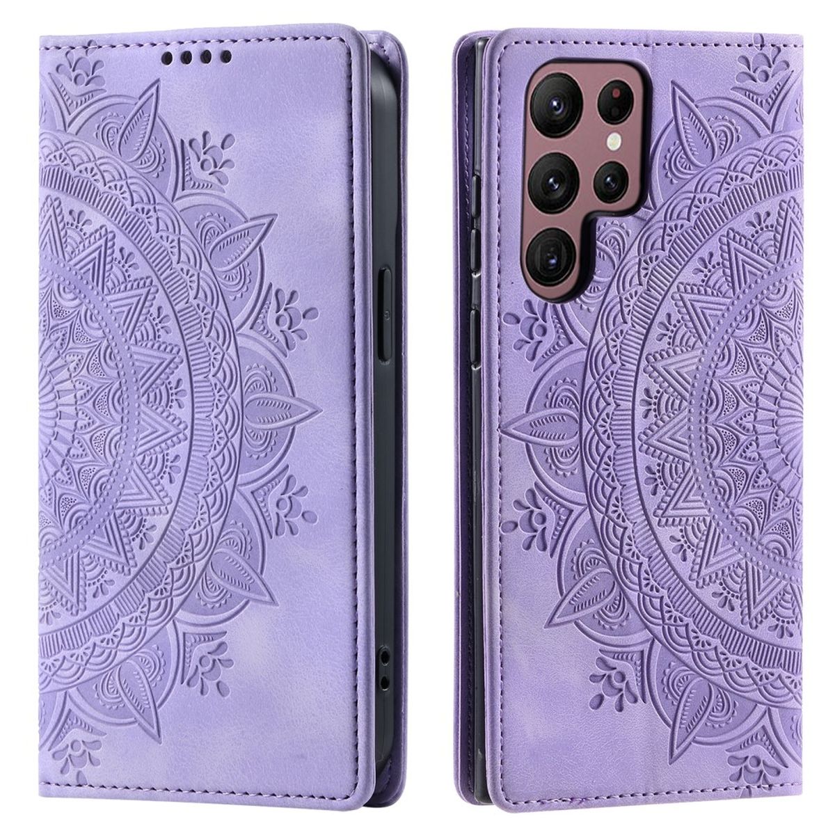 Hülle für Samsung Galaxy S24 Ultra Handyhülle Flip Case Cover Etui Mandala Lila