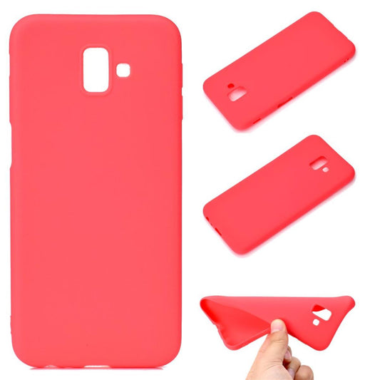 Hülle für Samsung Galaxy J6+ Handy Cover Silikon Case Bumper Tasche Matt Rot