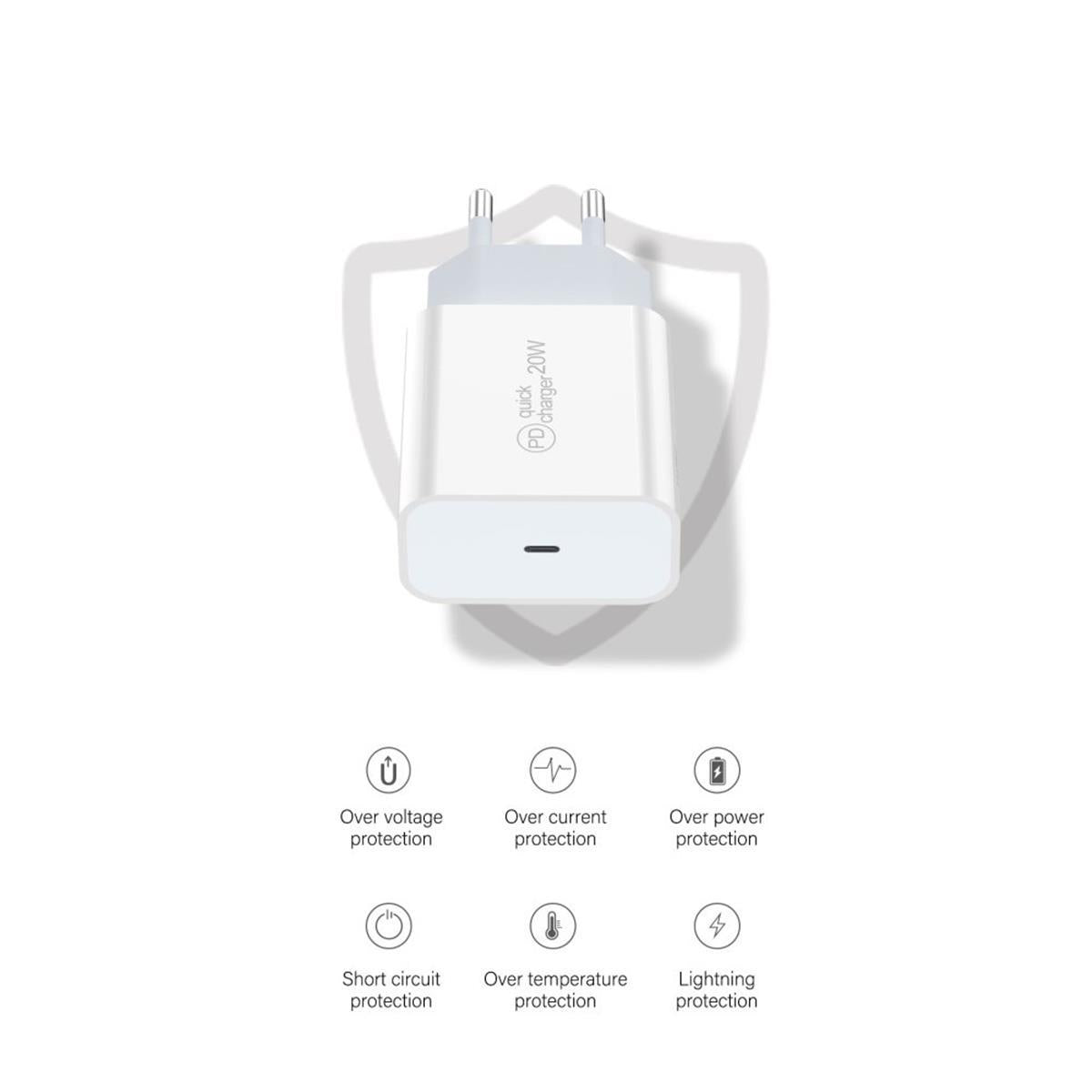 Netzteil Schnell Ladegerät USB PD Quick Charger Netzstecker Universal USB-C 20W