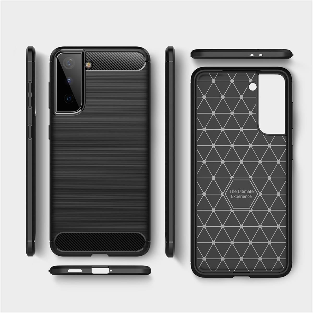 Hülle für Samsung Galaxy S21 Handyhülle Silikon Case Cover Bumper Carbonfarben