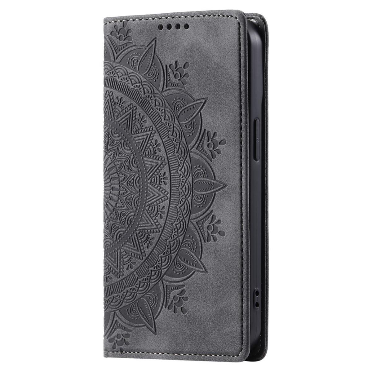 Hülle für Samsung Galaxy A25 5G Handyhülle Flip Case Cover Tasche Mandala Grau