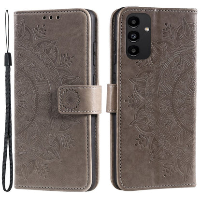 Hülle für Samsung Galaxy A13 4G Handyhülle Flip Case Cover Tasche Mandala Grau