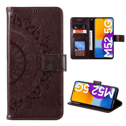 Hülle für Samsung Galaxy M52 5G Handyhülle Flip Case Cover Etui Mandala Braun