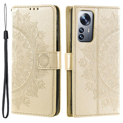 Hülle für Xiaomi 12 Pro Handyhülle Flip Case Cover Tasche Etui Mandala Gold