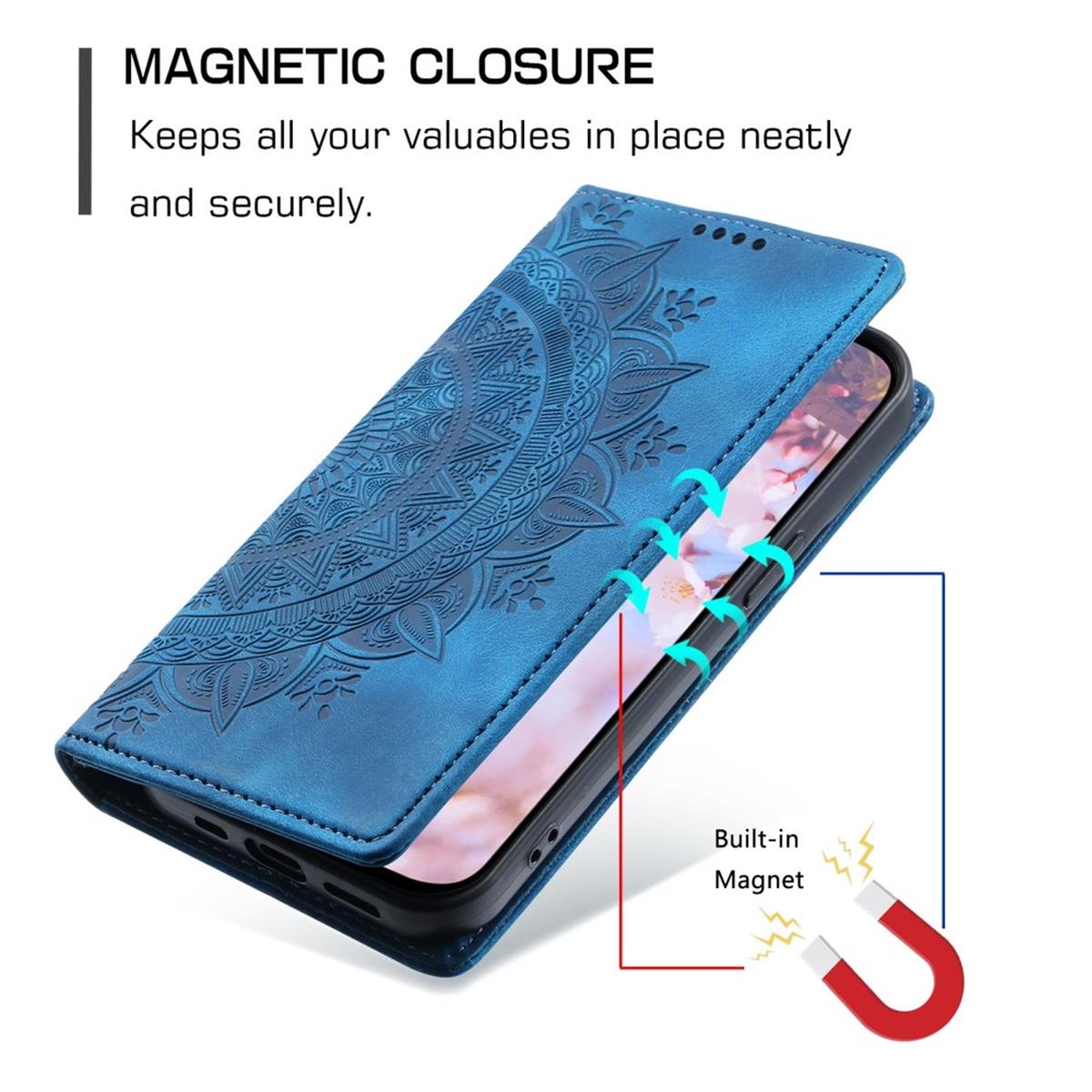 Hülle für Samsung Galaxy A25 5G Handyhülle Flip Case Cover Tasche Mandala Blau