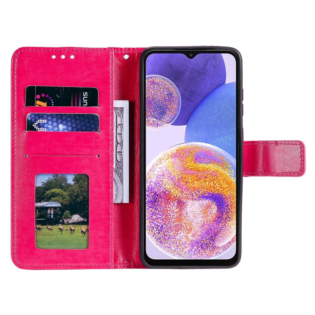 Hülle für Samsung Galaxy A23 Handyhülle Flip Case Cover Schutzhülle Mandala Pink