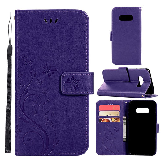 Hülle für Samsung Galaxy S10e Handyhülle Flip Case Schmetterling Lila