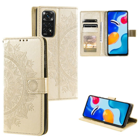 Hülle für Xiaomi Redmi Note 11/11S 4G/Poco M4 Pro Handy Flip Case Mandala Gold